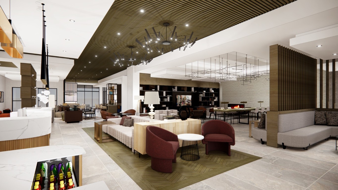 Dual Brand Hilton at Gallery Park lobby rendering