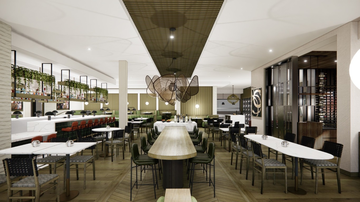 Dual Brand Hilton at Gallery Park restaurant rendering