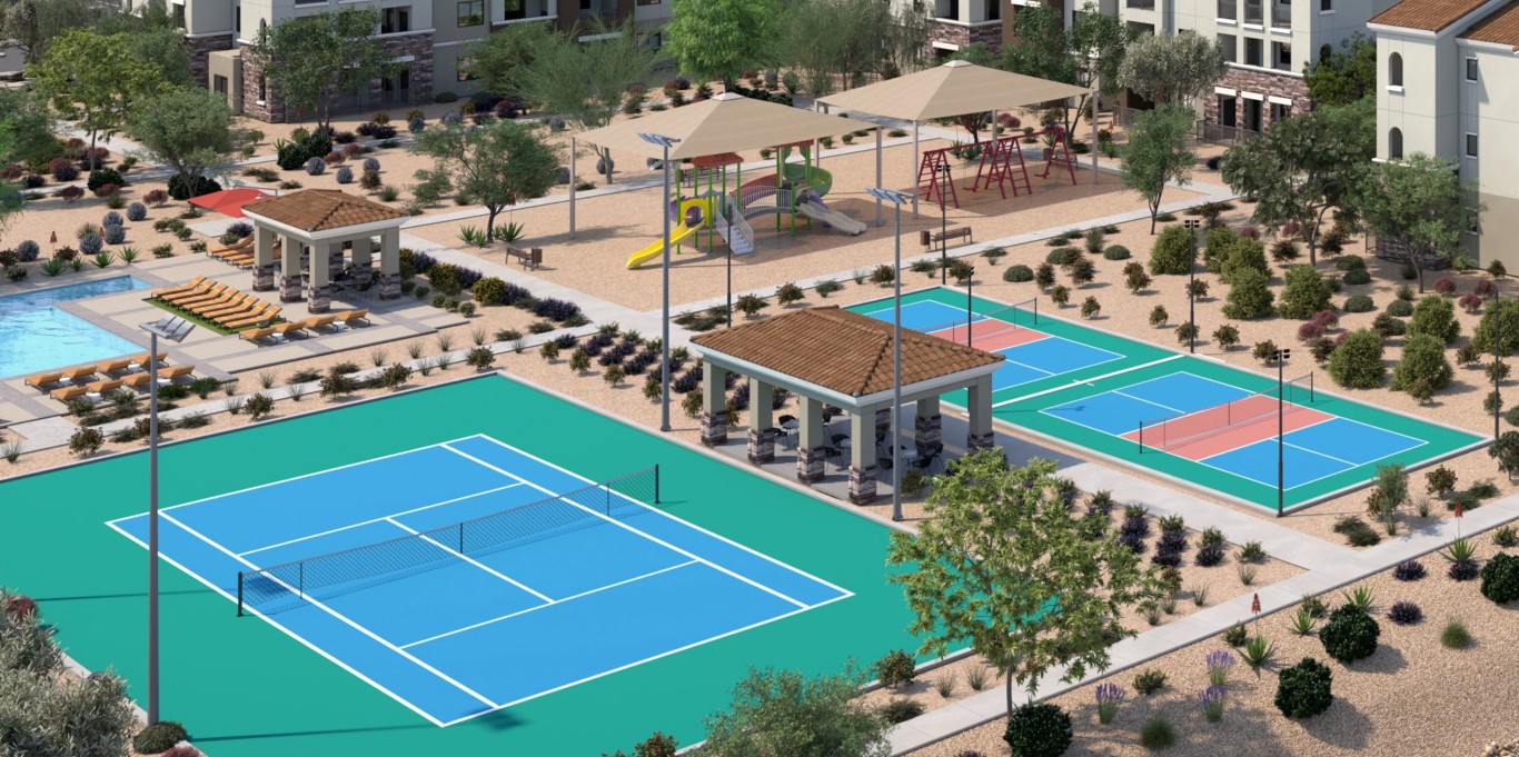Gabriella Pointe pickleball and tennis court rendering
