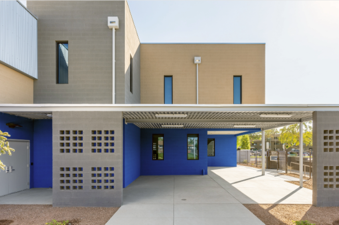 Vista College Preparatory covered walkway and campus exterior